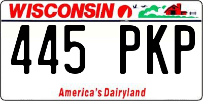 WI license plate 445PKP