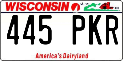 WI license plate 445PKR