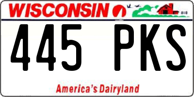 WI license plate 445PKS