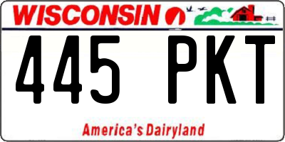 WI license plate 445PKT