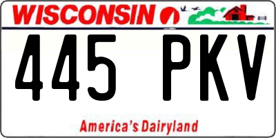 WI license plate 445PKV