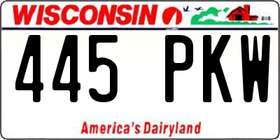 WI license plate 445PKW