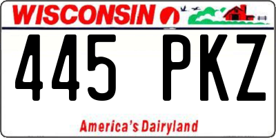 WI license plate 445PKZ
