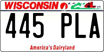 WI license plate 445PLA