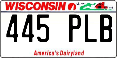 WI license plate 445PLB