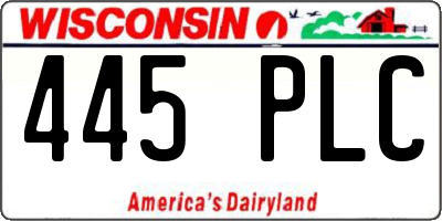 WI license plate 445PLC