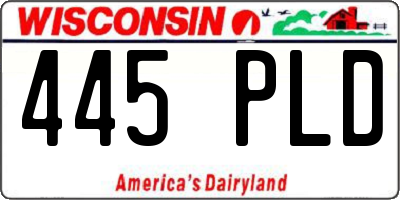 WI license plate 445PLD