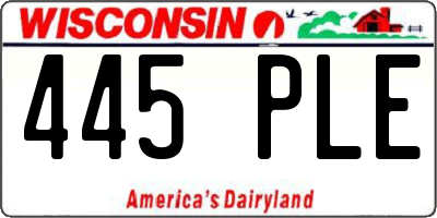 WI license plate 445PLE