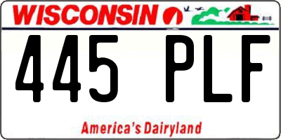 WI license plate 445PLF