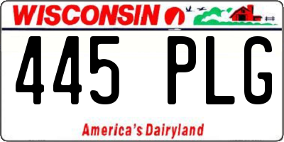 WI license plate 445PLG