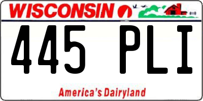 WI license plate 445PLI