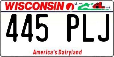 WI license plate 445PLJ