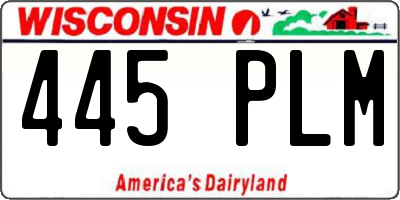 WI license plate 445PLM