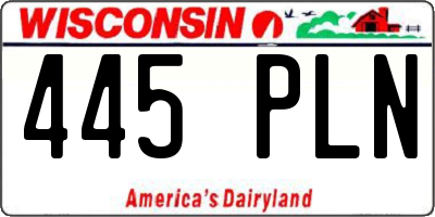WI license plate 445PLN
