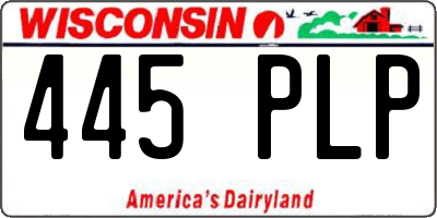 WI license plate 445PLP