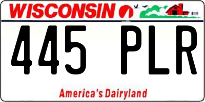 WI license plate 445PLR