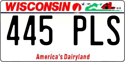 WI license plate 445PLS