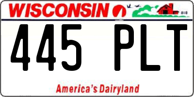 WI license plate 445PLT