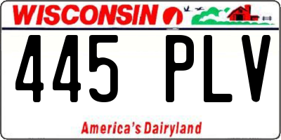 WI license plate 445PLV