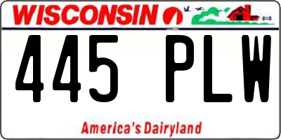 WI license plate 445PLW