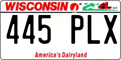 WI license plate 445PLX