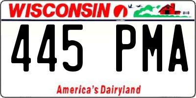 WI license plate 445PMA