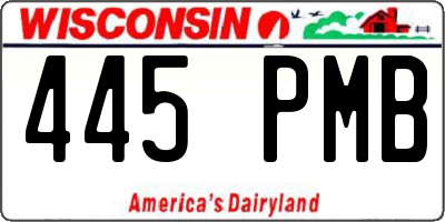 WI license plate 445PMB