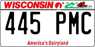 WI license plate 445PMC