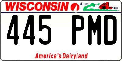 WI license plate 445PMD