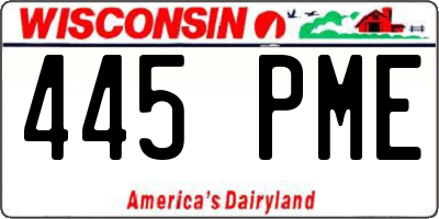 WI license plate 445PME