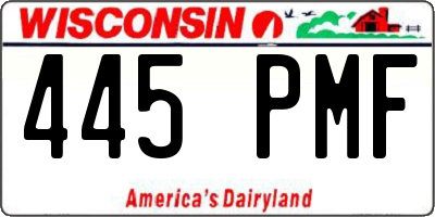 WI license plate 445PMF