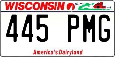 WI license plate 445PMG
