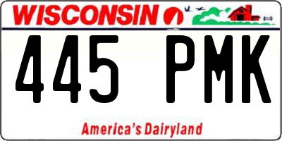 WI license plate 445PMK