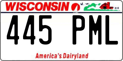 WI license plate 445PML