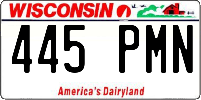 WI license plate 445PMN