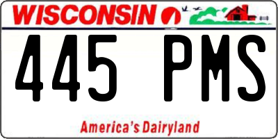 WI license plate 445PMS