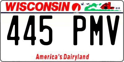 WI license plate 445PMV
