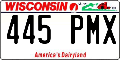 WI license plate 445PMX