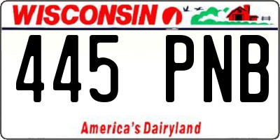 WI license plate 445PNB
