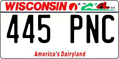WI license plate 445PNC