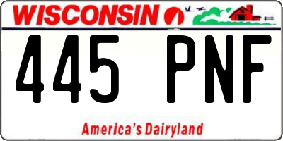WI license plate 445PNF