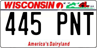 WI license plate 445PNT