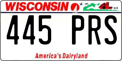 WI license plate 445PRS