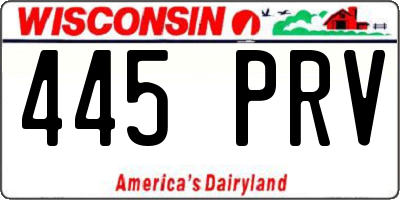 WI license plate 445PRV