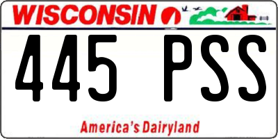 WI license plate 445PSS