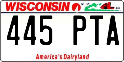 WI license plate 445PTA