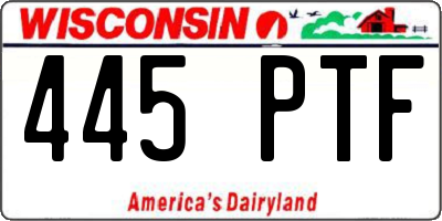 WI license plate 445PTF