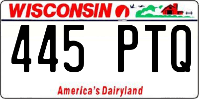 WI license plate 445PTQ