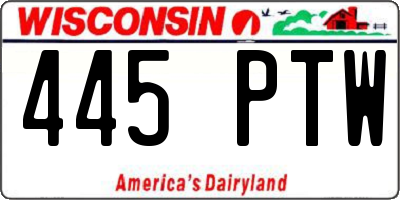 WI license plate 445PTW