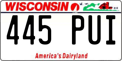 WI license plate 445PUI